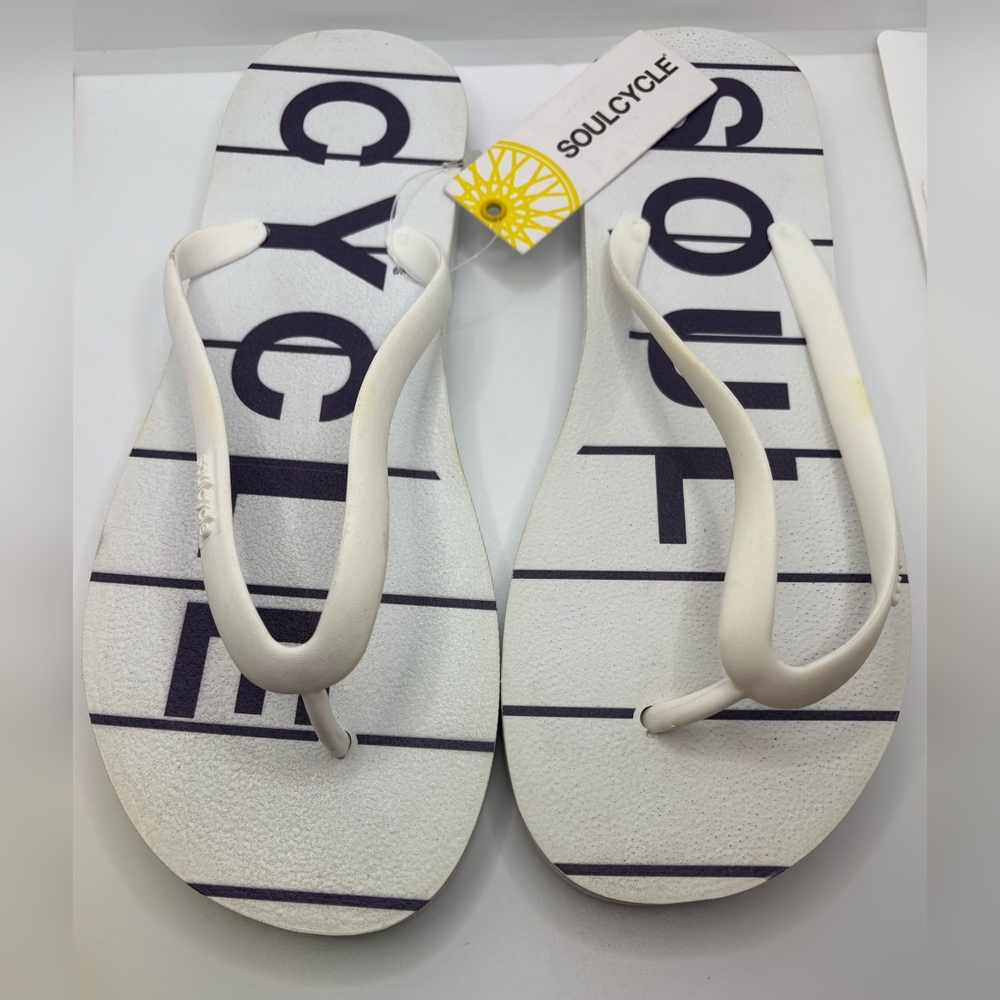 SoulCycle Stripe Sandal Flip Flops/ Color White / NWT